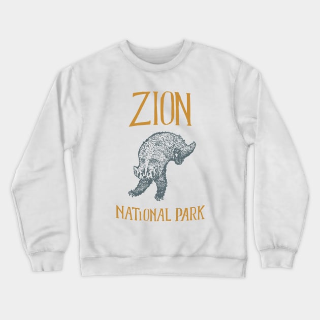 Zion National Park: Falling Badger Crewneck Sweatshirt by calebfaires